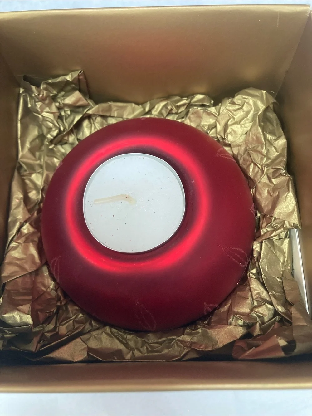 Waterford Red Frosted Round Tealight Holder